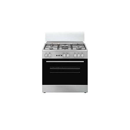 Simfer 90x60 cm Freestanding Gas Oven with 5 Burners, Double Glass Door, Distribution Fan & Automatic Ignition - Stainless Steel (F9045SS)