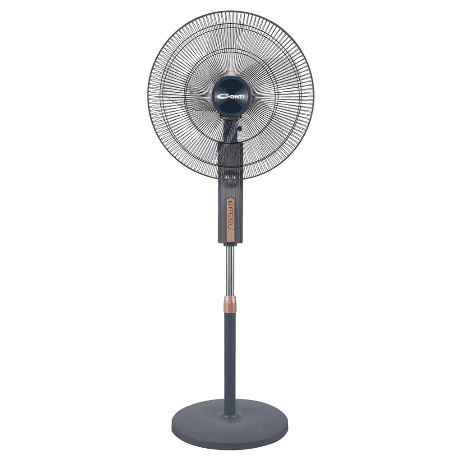 Conti Stand Fan 18-Inch - 7 Blades for Superior Airflow, 4 Speed Settings, Remote Control & Digital Display in Royal Black