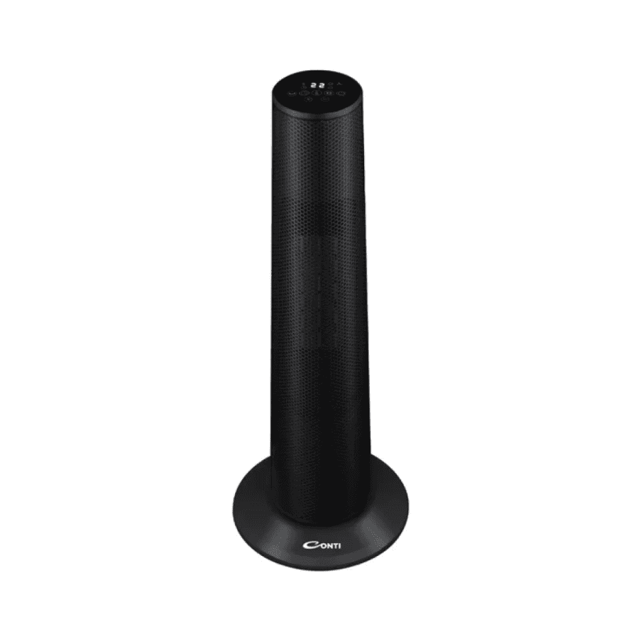 Conti Ceramic Electric Heater 2000W - Tower Design in Black, PTC Fast Heating Technology, Oscillation Function, & Overheat Protection
