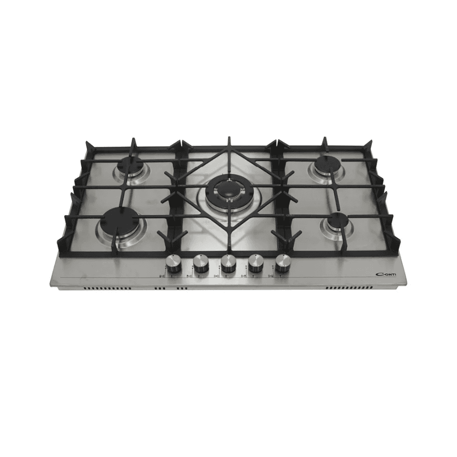 Conti 90cm Built-In Gas Hob 5-Burner with Cast Iron Supports CGH 9502 C IX - Stainless Steel