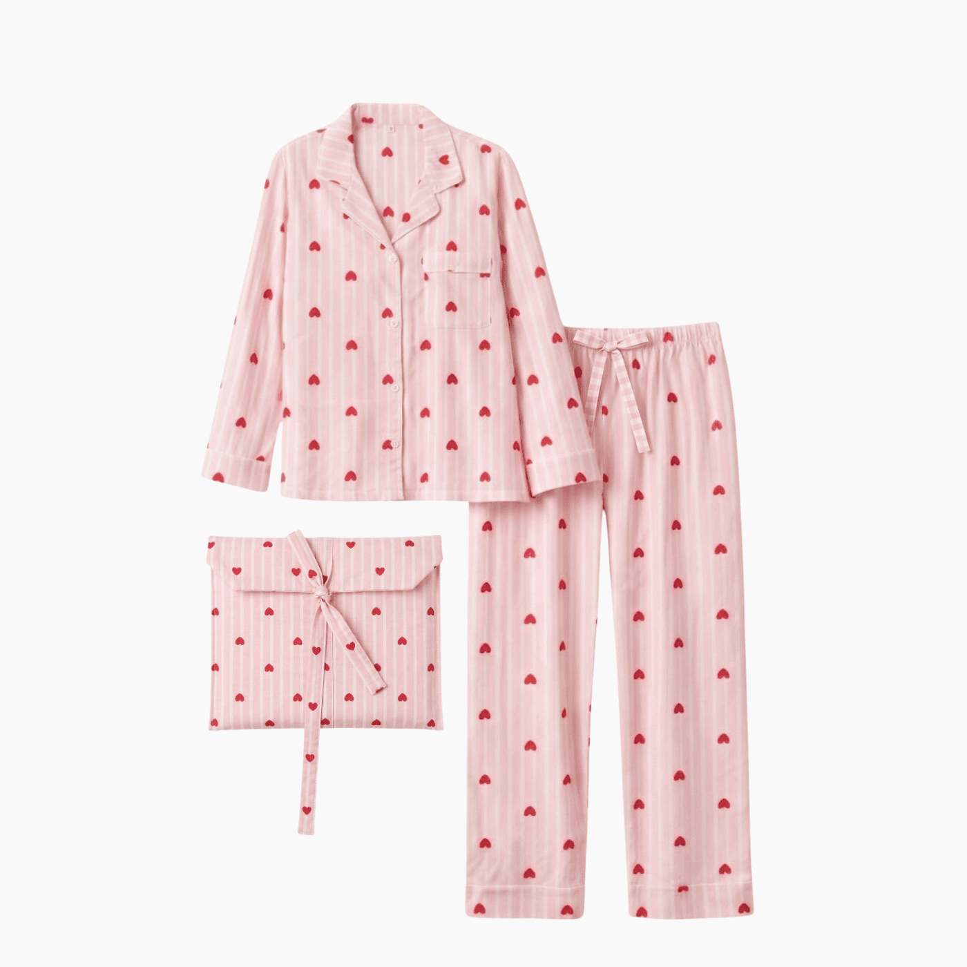 Heart Print Long Sleeve Pajama Set