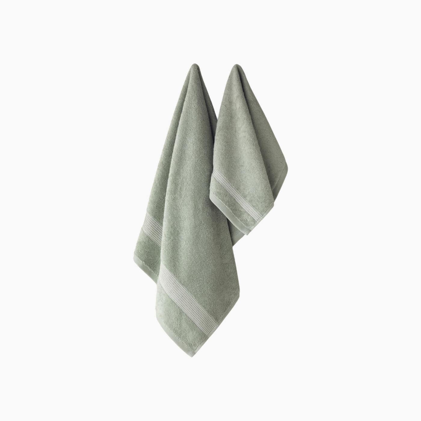 H Living Shiny Stripe Cotton Glitter Face Towel Set 30x45+50x80 cm Sea Green