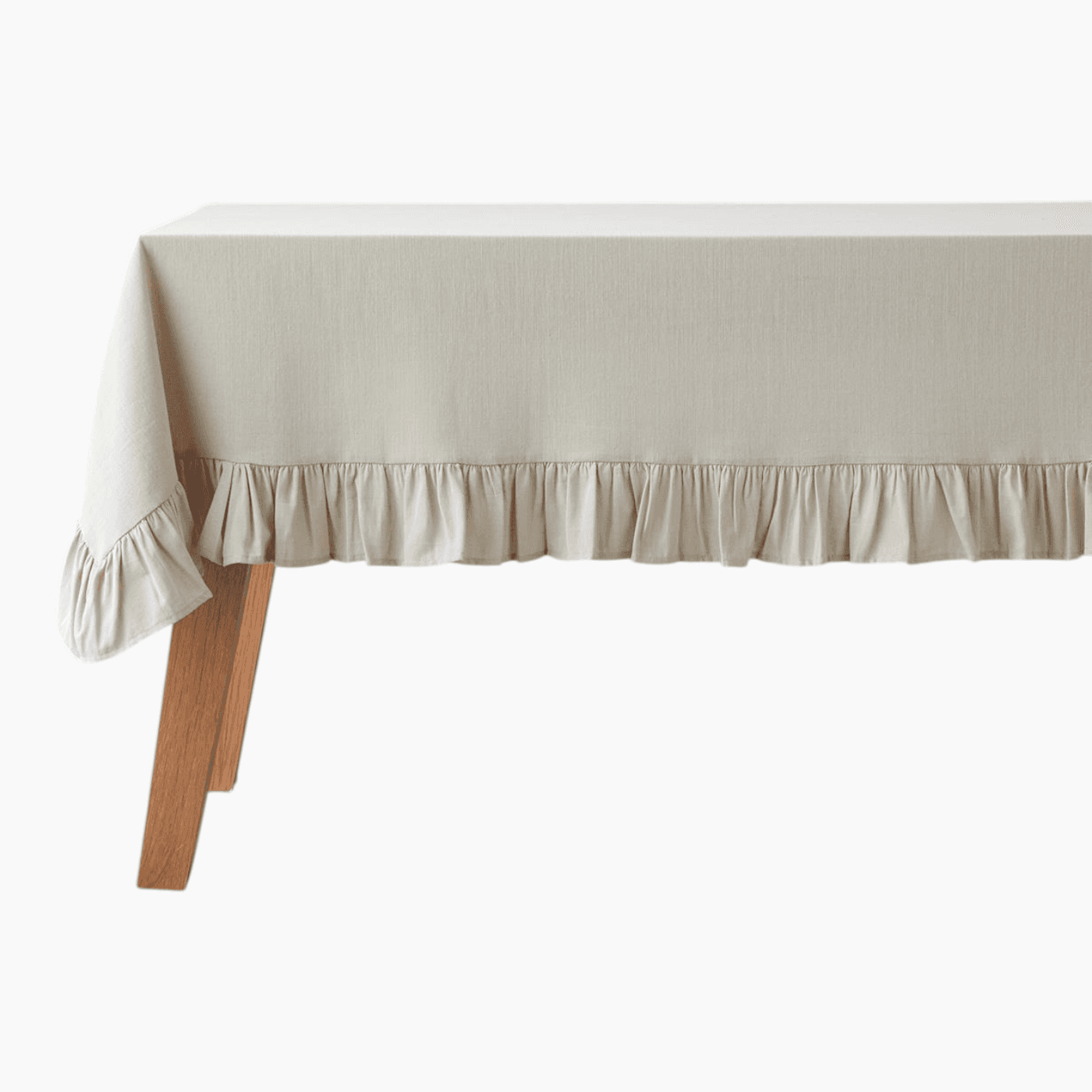H Living Ruffled Cotton Table Cloth 150x200 cm Cream