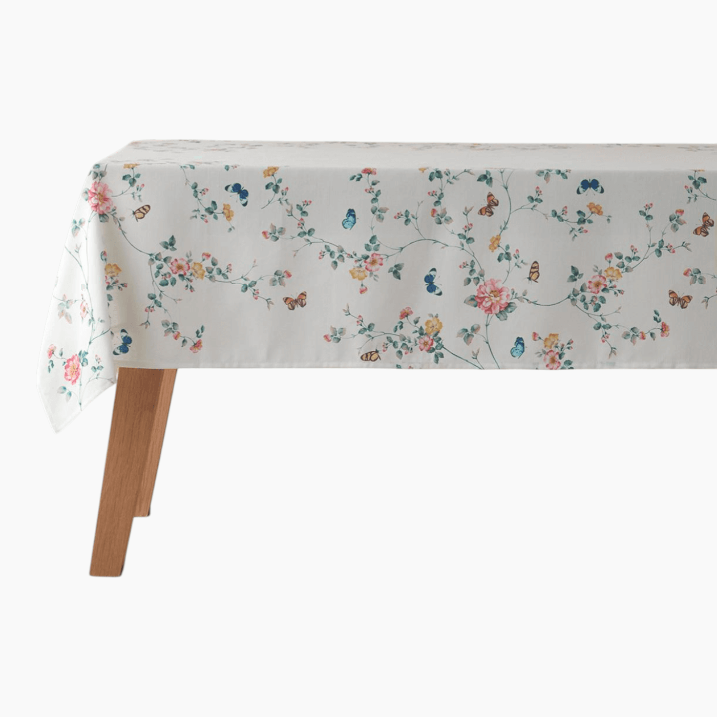 H Living Botanical Polyester Table Cloth 145x200 cm Cream - Pink