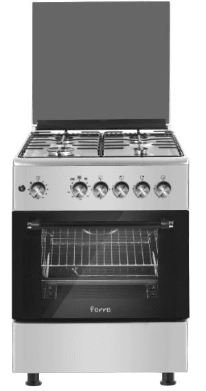 Ferre Gas Oven Full Safety, Manual Timer, 60*60 Cm, 4Burners, Grey / Dove Grey