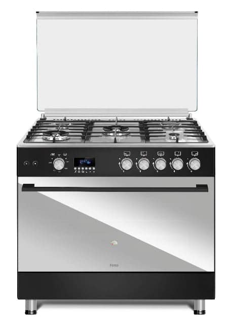 Ferre Gas Oven Full Safety, Digital Timer, 3Fans, 3Turbo, 90*60Cm, 2Normal Burner, Stainless Steel