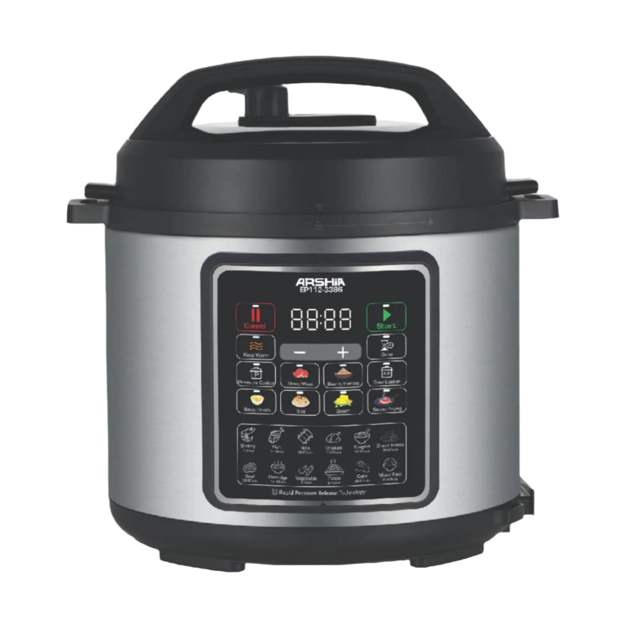 Arshia Pressure Cooker, 6Lit, 1750Watts, Black / Steel