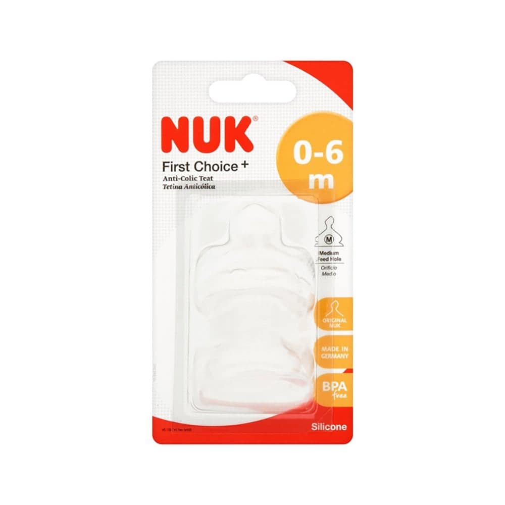 NUK First Choice Medium Feed Hole Silicone Teat Size 1