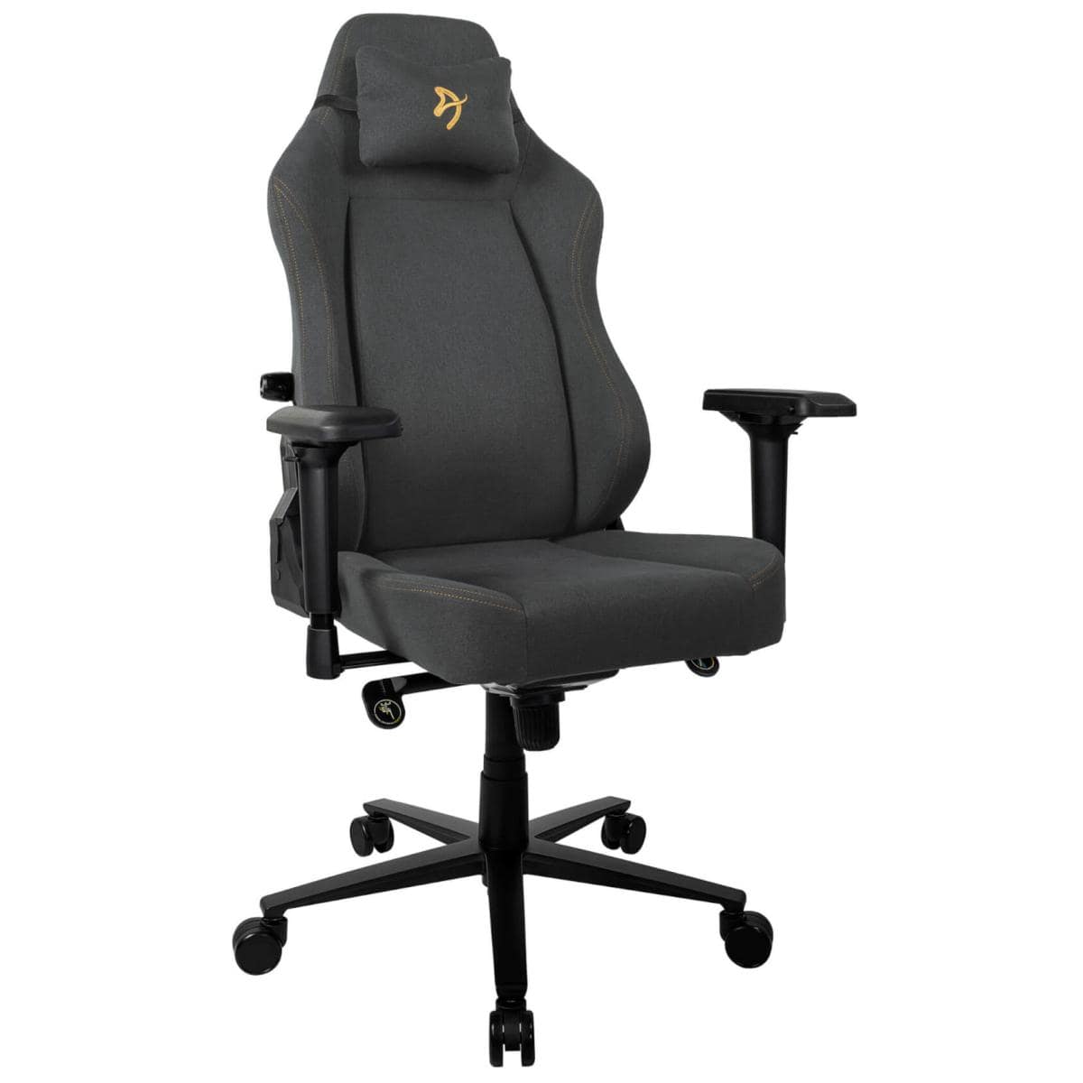 Arozzi Primo Premium Woven Fabric Gaming/Office Chair Built in Lumbar Support Chair - Black w/ Gold Logo