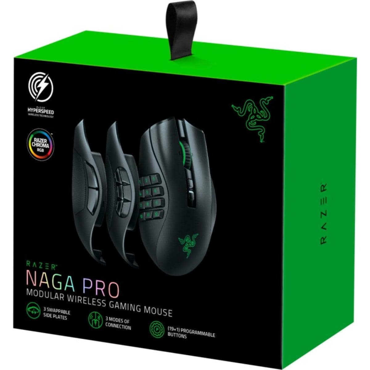 Razer Naga Pro Wireless Gaming Mouse 20K DPI Chroma RGB Lighting
