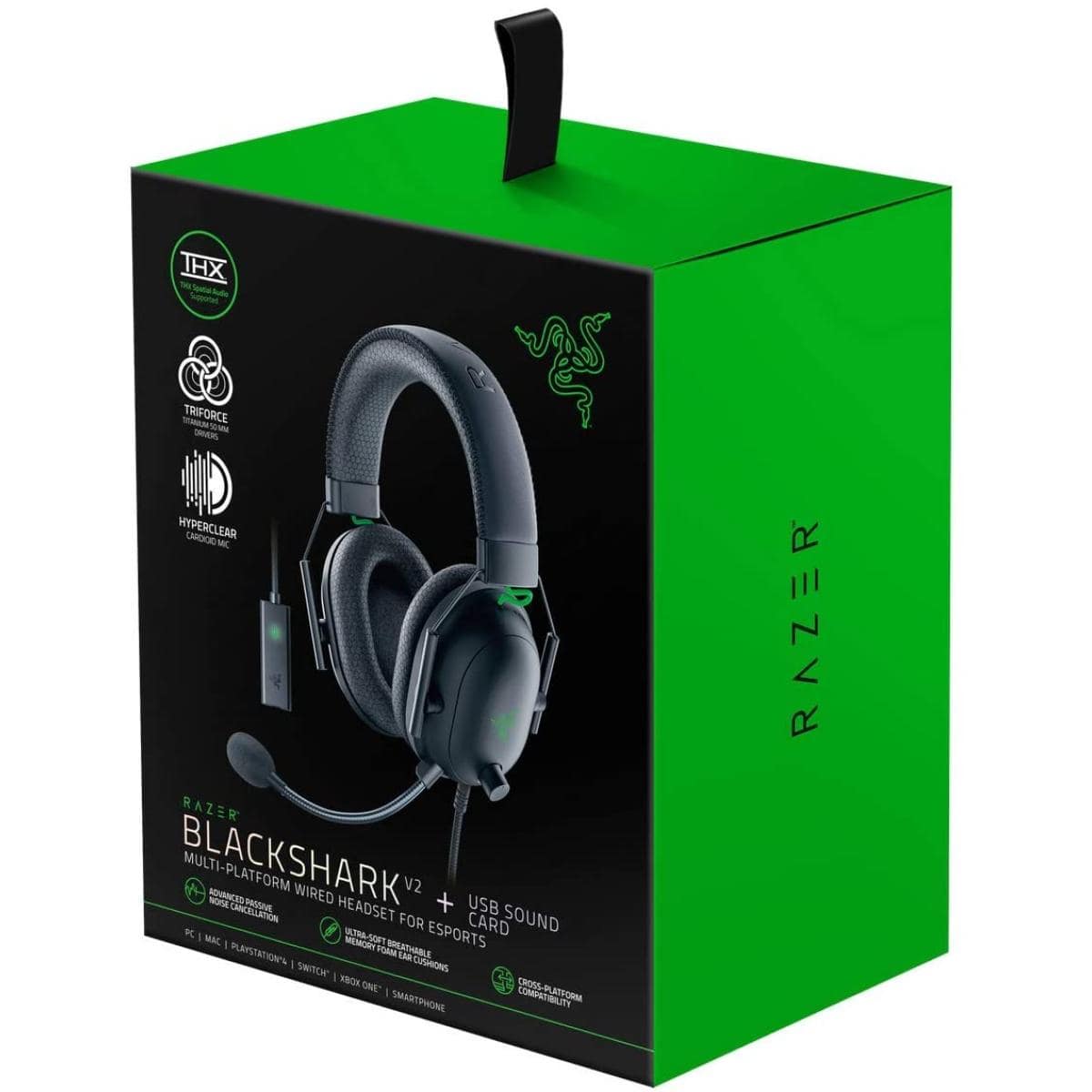 Razer BlackShark V2 Gaming Headset THX Spatial Audio w USB Sound Card