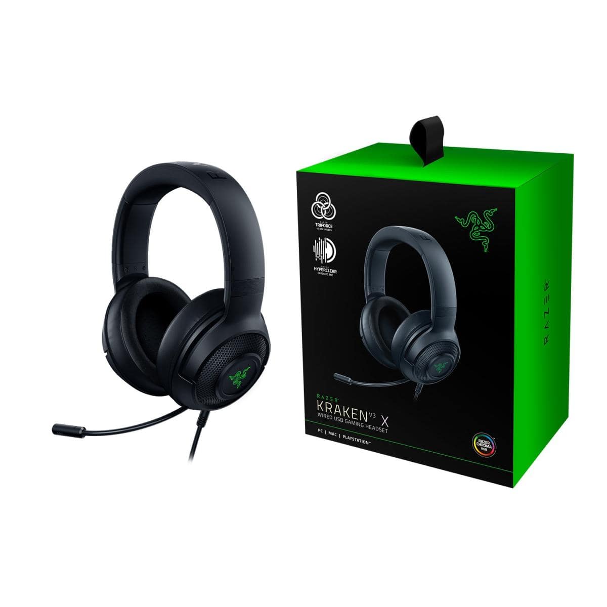 Razer Kraken V3 X 7.1 Surround Sound Triforce 60mm Drivers Gaming Headset