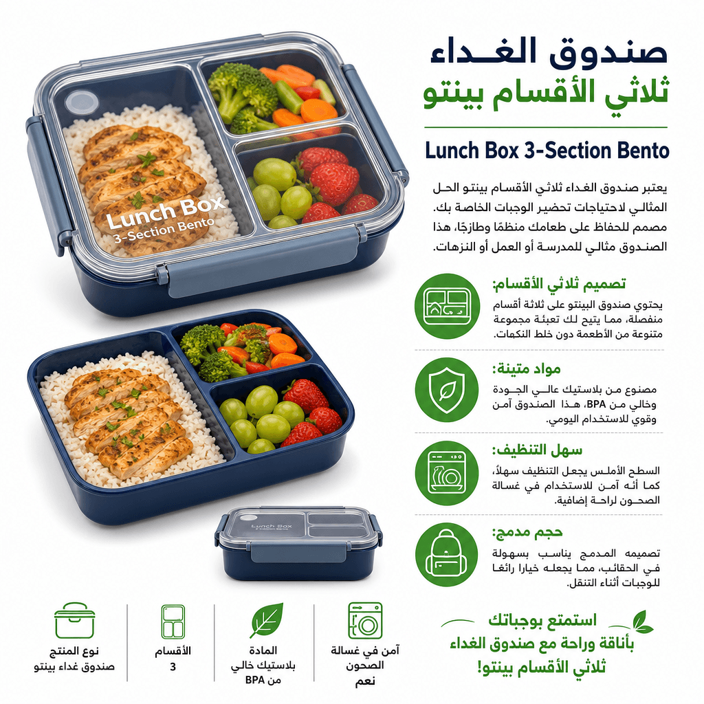 Lunch Box 3-Section Bento