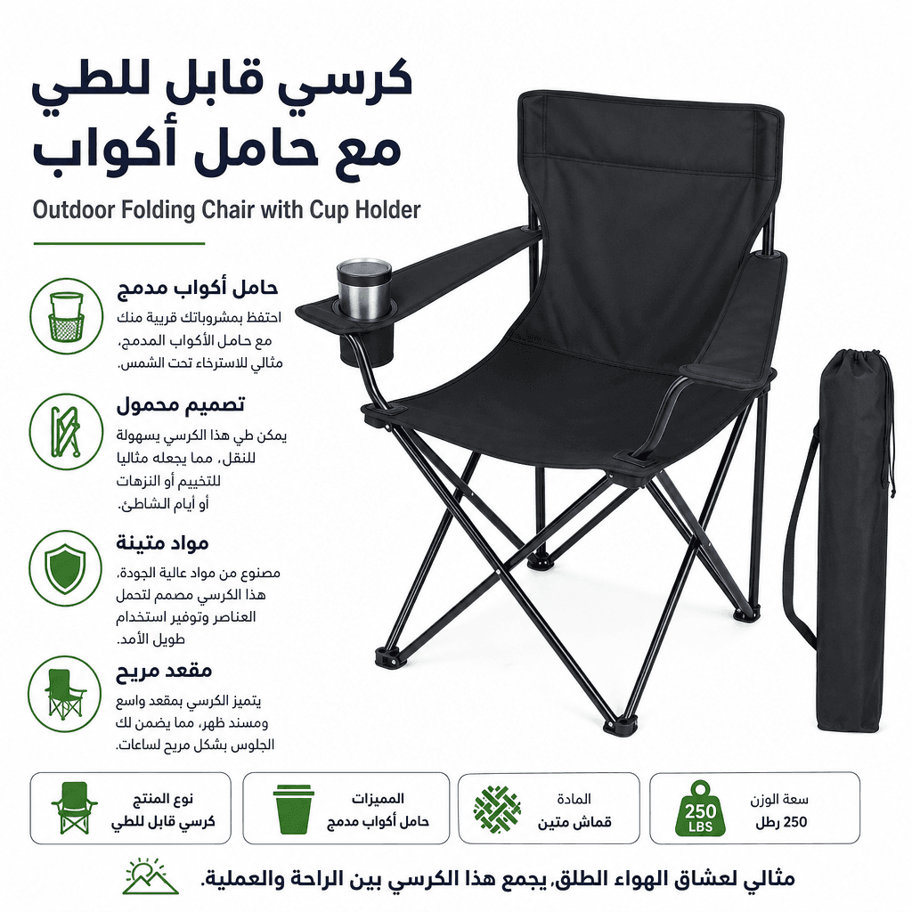 Outdoor Folding Chair with Cup Holder