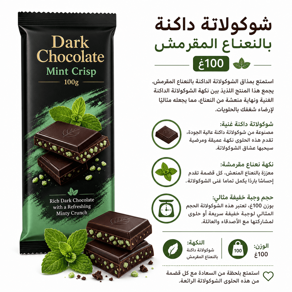 Dark Chocolate Mint Crisp 100g