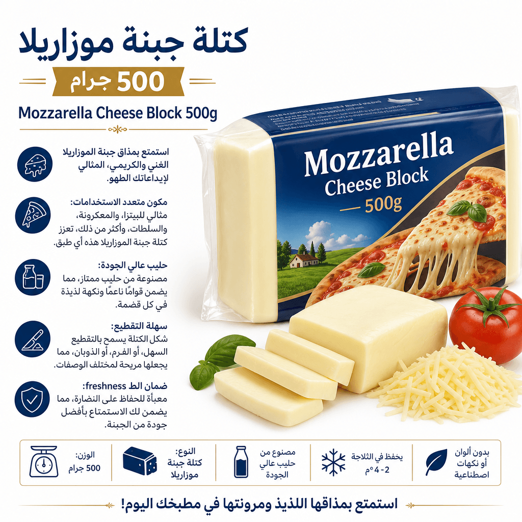 Mozzarella Cheese Block 500g