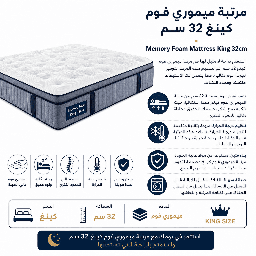Memory Foam Mattress King 32cm