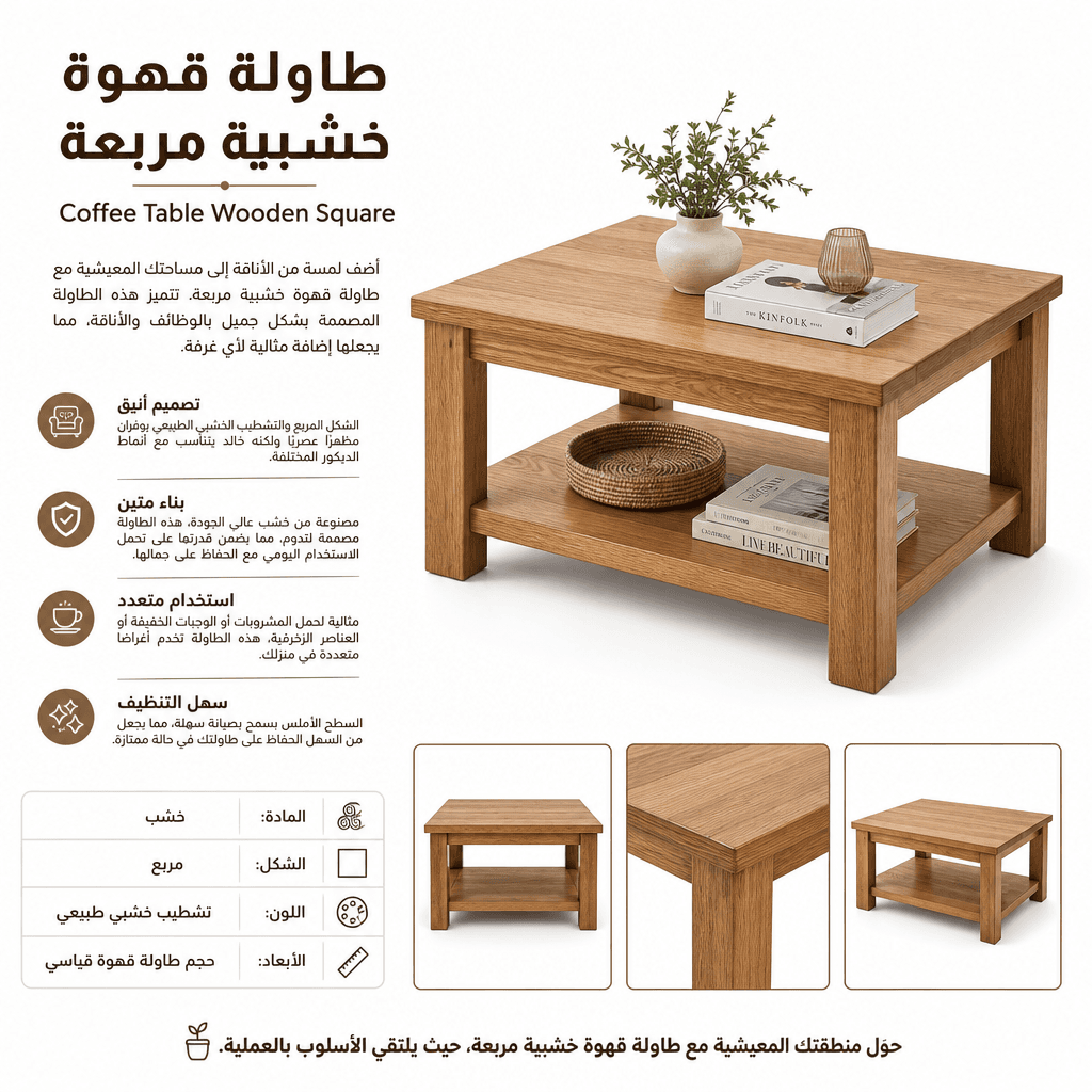 Coffee Table Wooden Square