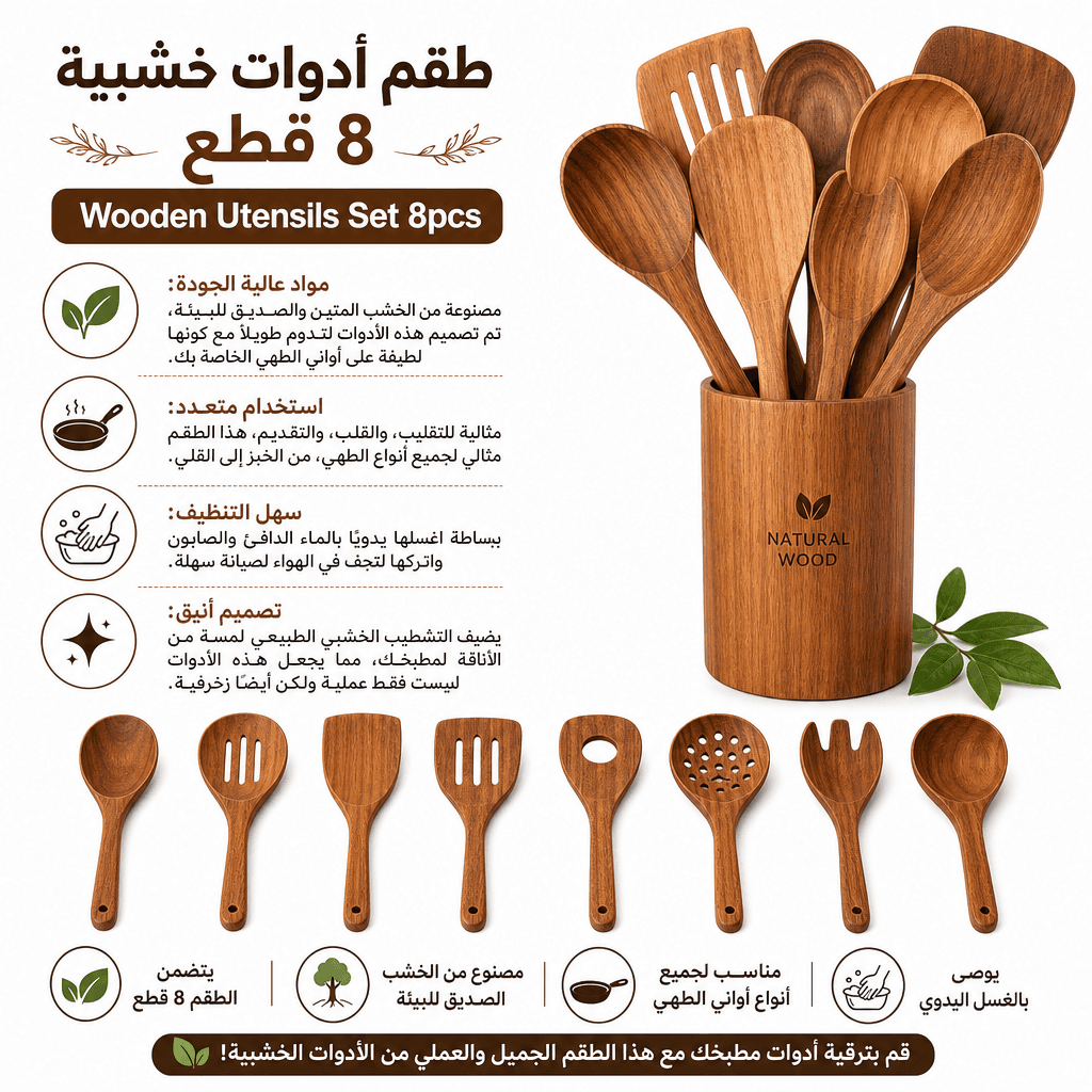 Wooden Utensils Set 8pcs