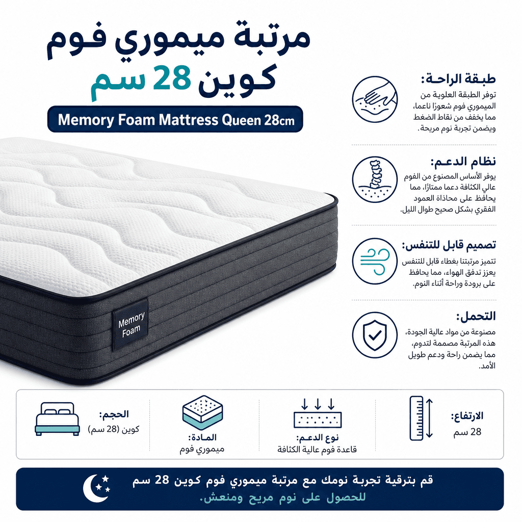 Memory Foam Mattress Queen 28cm