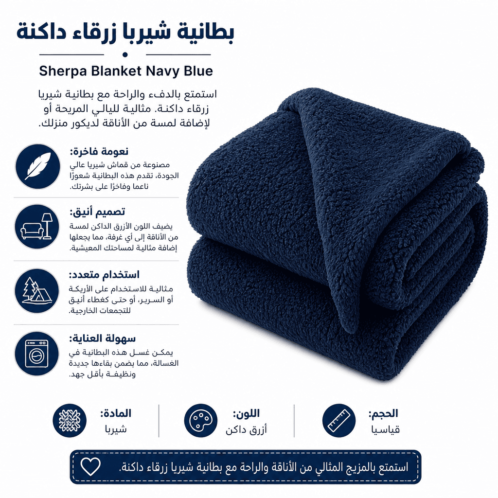 Sherpa Blanket Navy Blue