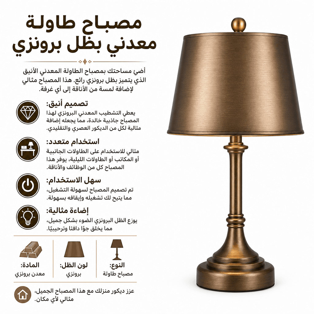 Metal Table Lamp Bronze Shade