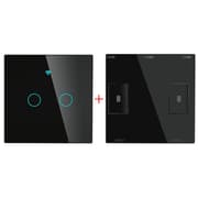 Moes RF433 MHz Wireless Wall Glass Panel Transmitter Switch – 2-Gang – EU Type – Black product image