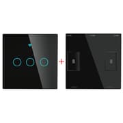 Moes RF433 MHz Wireless Wall Glass Panel Transmitter Switch – 3-Gang – EU Type – Black product image