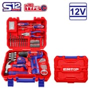 EMTOP 96-Piece Household Tool Set with 12V Cordless Drill product image