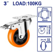 EMTOP EMJL2333 3inch Swivel Caster Wheel with Brake – Orange product image