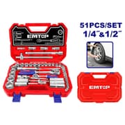 EMTOP ESKT42511 51-Piece 1/4" & 1/2" Socket Set product image