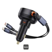 Baseus Enjoyment Pro Retractable Car Charger - 60W Fast Charging - Dual Integrated Cables (USB-C and Lightning) - Type-C Port Expansion - Smart Power Management - Safe and Compact Design product image