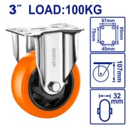 EMTOP EMJL2331 3inch Fixed Base Caster Wheel – Orange product image