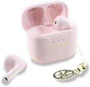 Guess Glossy Effect TWS Earphones with Printed Classic Logo & Fashion Charm - Black & Pink product image