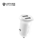 Lenyes CA52 Dual USB Car Charger - 2.4A Fast Charging - Intelligent Power Management - Compact Safety Design - White product image