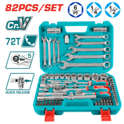 Total THT421802 82-Piece 1/4" + 1/2" Socket & Combination Wrench Set product image
