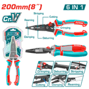 Total THTMF286 | 8-Inch Long Nose Multi-Function Pliers product image
