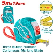 Total TMT126051M Steel Measuring Tape 5m x 19mm – Slim Rubber Design product image
