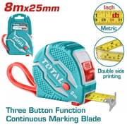Total TMT126081M Steel Measuring Tape 8m x 25mm – Rubber-Coated Case product image