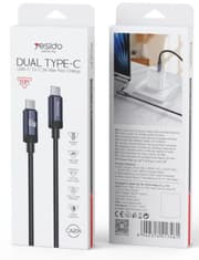 Yesido CA204 Dual Type-C 60W Fast Charging Cable - 3A PD High-Speed Data Sync, Durable Braided Nylon, 100cm Length for MacBook, iPad, and Smartphones product image