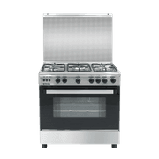 Nara Gas Cooker 80 cm Double Glass Black Door Glossy Stainless Steel Wide Enameled Iron Grids product image