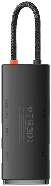 Baseus Lite Series 6-Port Type-C Hub Adapter - 4K HDMI @ 30Hz - 2x USB 3.0 High-Speed Ports - 100W USB-C Power Delivery - SD and TF Card Reader - Independent Chip Management - Compact Portable Design product image