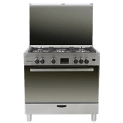 Nara Gas Cooker 90x60 cm - 5 Gas Burners - Matt Stainless Steel - Cast Iron Pan Support - Double Oven Fans - Full Safety - Digital Timer product image