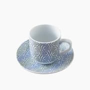 H Living Conner Porcelain 4 Pieces 2 Servings Coffee Cup Set 80 ml Blue - Green product image