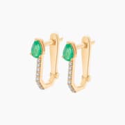 Joy Jewels Emerald Pear Cut Rectangle Studded Hoops Earrings product image
