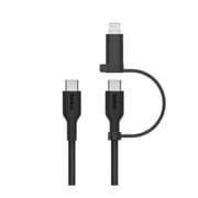 Belkin Boost Charge 2in1 USB-C to USB-C Braided Cable with Lightning adapter, 1.5Mm, Black product image