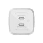 Belkin Boost Charge Pro Dual, USB-C PD GaN Fast Charger, 65Watts, White product image