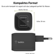 Belkin Boost Charge Pro Dual, USB-C PD GaN Fast Charger, 65Watts, Black product image