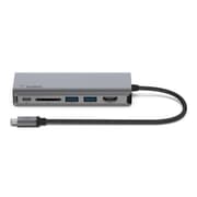 Belkin USB-C Multiport Adapter 6-in-1, 2 x USB A 3.0 (5Gpbs), 1 x HDMI 4k, GbE, 1 x USB, Grey product image