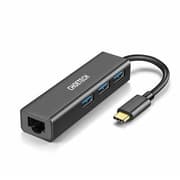 Choetech Gold-Plated Connectors Type C To 1*Rj45 3*Usb 3.0 Hub Black product image
